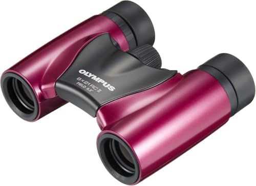 Metal magenta folding compact binoculars