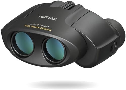 Compact black porro prism binoculars 10x21