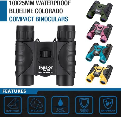 Blue waterproof compact binoculars 10x25 — photo 3