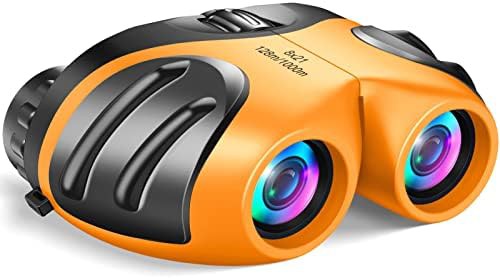 Orange compact waterproof binoculars for kids