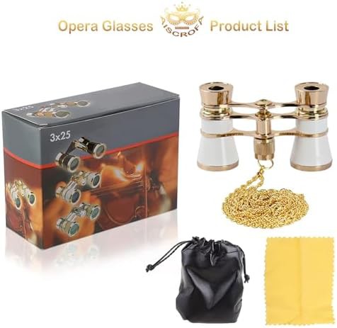 White opera glasses with handle chain — photo 5