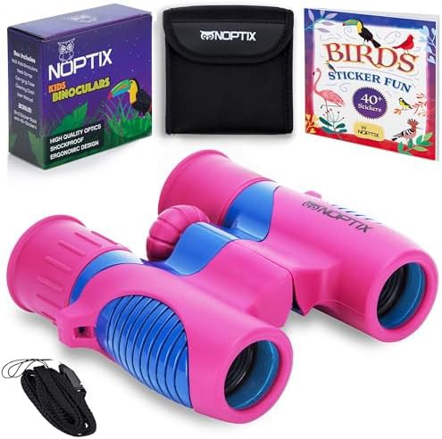 Noptix kids bird watching pink binoculars
