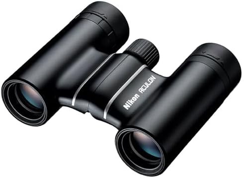 Compact black travel binoculars 10x21