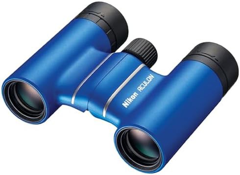 Blue compact travel binoculars 8x21