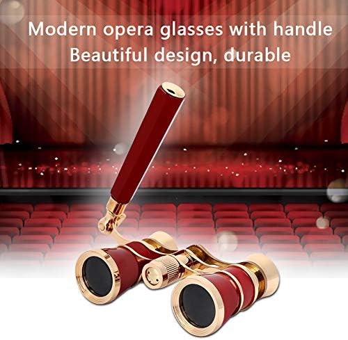 Red opera glasses with foldable handle — photo 3