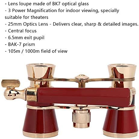 Red opera glasses with foldable handle — photo 4