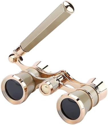 Gold opera glasses with foldable handle