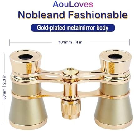 Gold opera glasses with foldable handle — photo 3