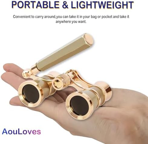 Gold opera glasses with foldable handle — photo 4