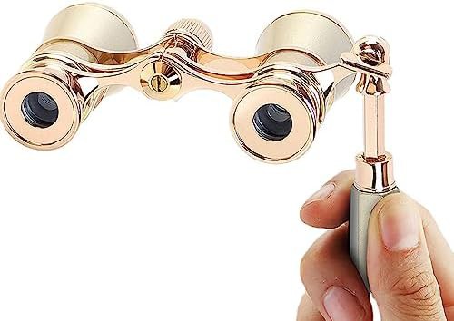 Golden theater glasses with adjustable handle