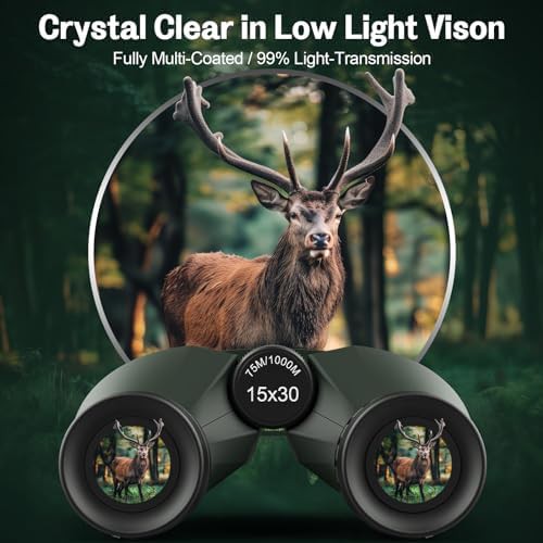 Green 15x30 binoculars for bird watching — photo 5