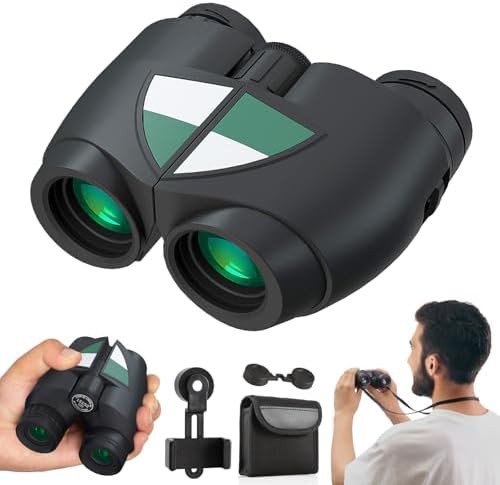 Compact high power binoculars with phone adapter