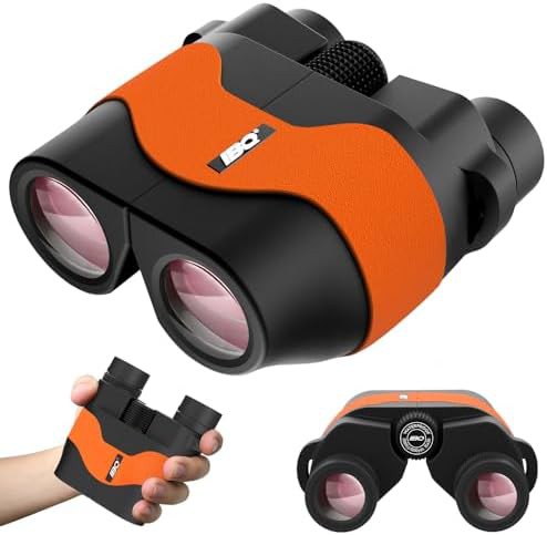 Orange compact binoculars for bird watching