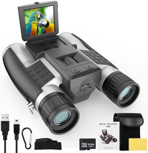 Silver large view binoculars with video recorder
