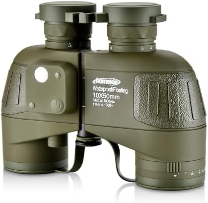 Waterproof 10x50 marine binoculars with compass and rangefinder