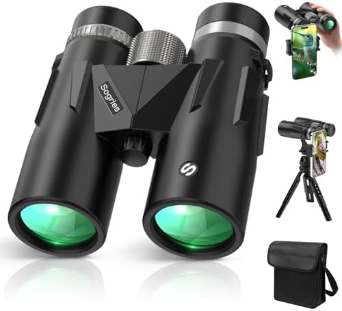 HD binoculars with phone and tripod adapters