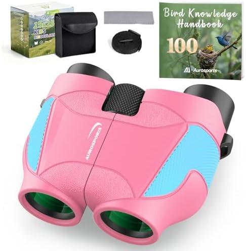15x25 pink kids bird binoculars