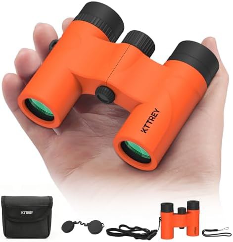 Orange pocket binoculars for kids and adults