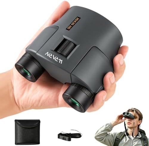 Grey compact binoculars for bird watching
