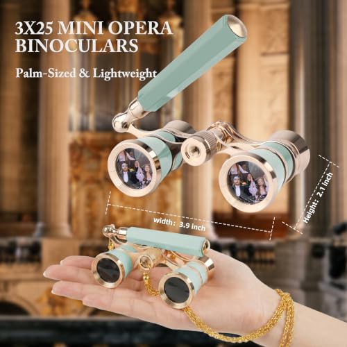 Green opera glasses with extendable handle — photo 4